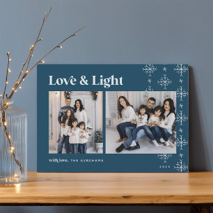 Love & Light   Modern Snowflakes Hanukkah Holiday Card