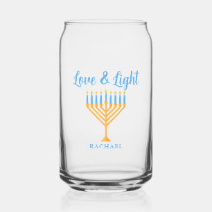 Love & Light Personalized Hanukkah Menorah Gift Can Glass