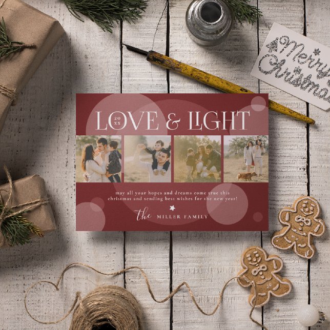 Love&Light Photo Collage Christmas Holiday Card (Creator Uploaded)