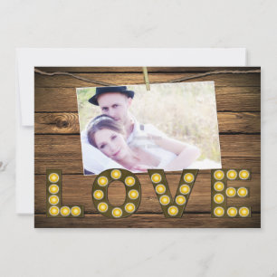 LOVE Lighted Letters Photo Rustic Invitation