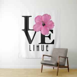 LOVE Lihue Hawaii Pink Tapestry