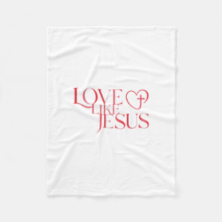 Love Like Jesus Button with Cross inside a Heart Fleece Blanket