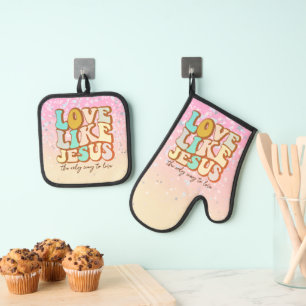 Love Like Jesus Christian  Oven Mitt & Pot Holder Set