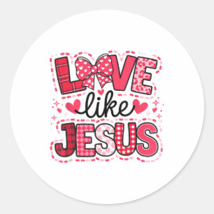 Love Like Jesus Coquette Bow Valentine _1 Classic Round Sticker
