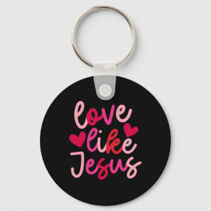 Love Like Jesus Coquette Heart Cross Christian Val Key Ring