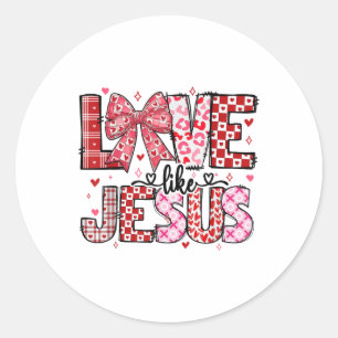 Love Like Jesus Cute Groovy Coquette Bow Christian Classic Round Sticker