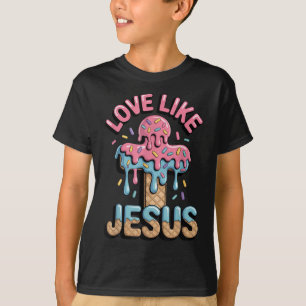 Love Like Jesus Kids Christian Ice Cream Drip Boys T-Shirt