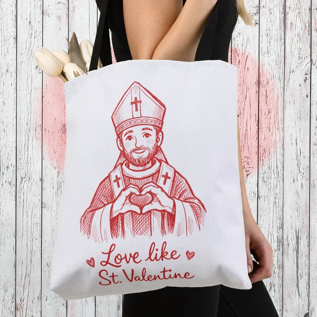 Love Like St Valentine Catholic Saint Illustration Tote Bag (Creator Uploaded)