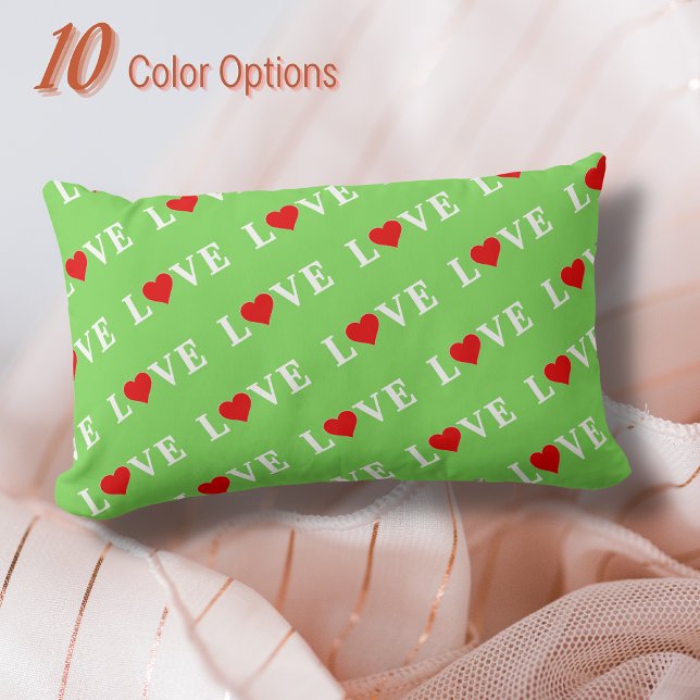 LOVE Lime Green Modern Chic Elegant Minimalist Fun Lumbar Cushion (Creator Uploaded)