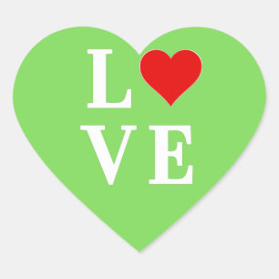 LOVE Lime Green Modern Heart Sticker