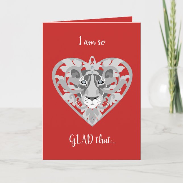 Love Lioness Locket (red) Valentine's card (Front)