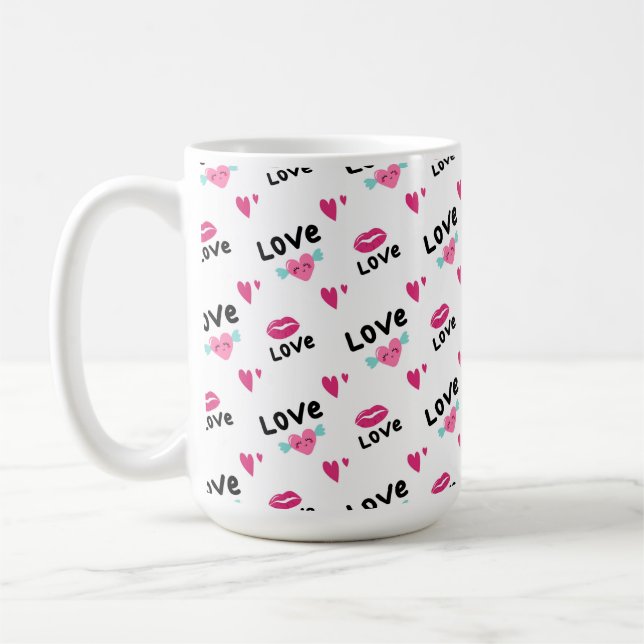 Love Lips and Hearts  Coffee Mug (Left)