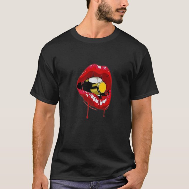 Love Lips Mouth Red Heart Rose Cool Classic Tooth  T-Shirt (Front)