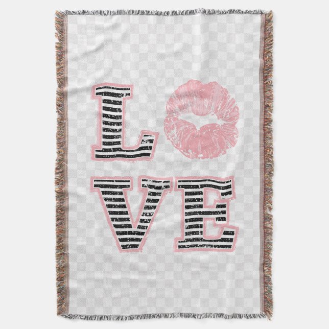 Love Lips Throw Blanket (Front Vertical)