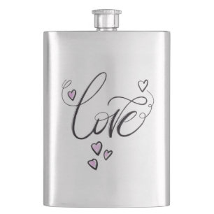 Love Liquid Gold Sleek Minimalist Script Party Hip Flask