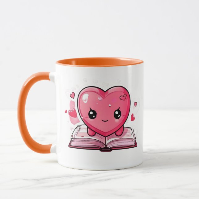 Love & Literature Mug – Cute Heart Reading Mug (Left)