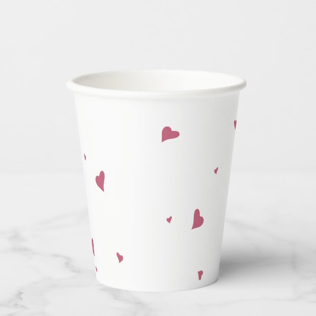 LOVE | Little Pink Hearts & White Paper Cups (Front)