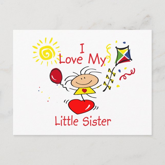 Love Little Sister Stick Figure Girl Postcard (Front)