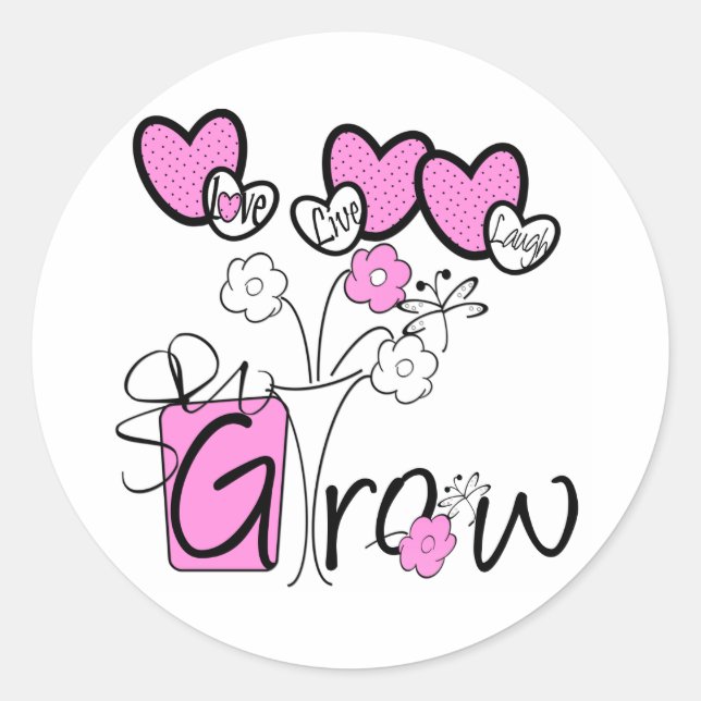 Love Live Laugh Grow Classic Round Sticker (Front)