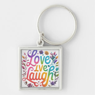 Love, Live, Laugh Premium Square Key Ring