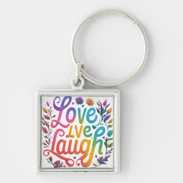 Love, Live, Laugh Premium Square Key Ring (Front)