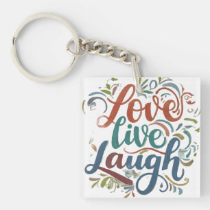 Love, Live, Laugh Square T-Shirt Key Ring