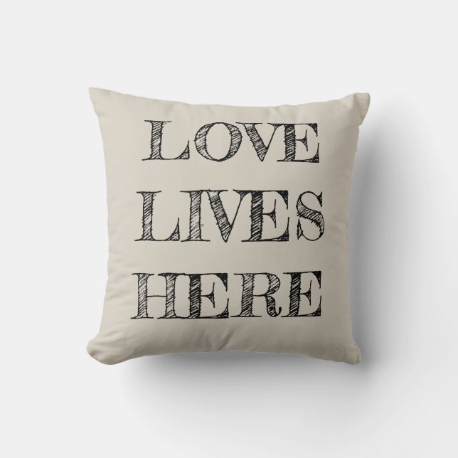 Love Lives Here Farmhouse Pillow (Front)