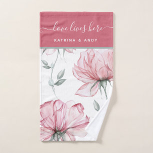 Love Lives Here Name Hand Towel