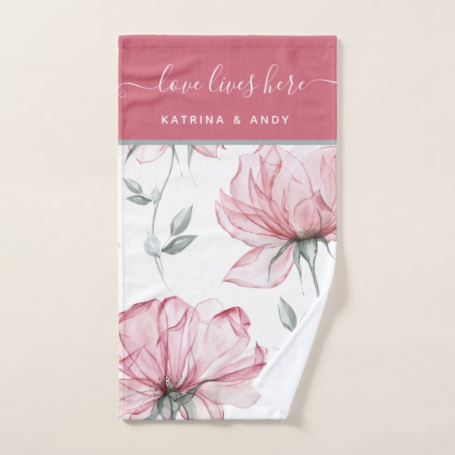 Love Lives Here Name Hand Towel  (Hand Towel)