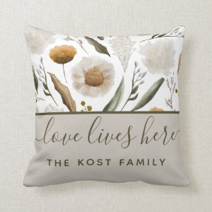 Love Lives Here Name Throw Pillow