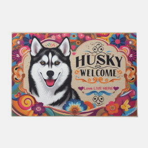 Love Lives Here - Siberian Husky Dog Welcome Doormat