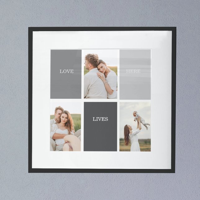Love Lives Here | Three Photo Family Gift Poster (Creator Uploaded)