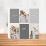 Love Lives Here | Three Photo Family Gift Wooden Box Sign<br><div class="desc">Presenting a heartwarming and personalised gift that celebrates the essence of family, featuring a beautiful grey frame adorned with a touching "Love Lives Here" quote and three cherished photos. Every time the recipient catches a glimpse of this remarkable gift, their heart will be filled with fond memories and a profound...</div>