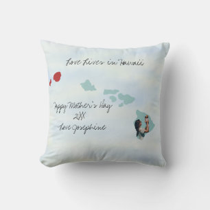 Love Lives In Hawaii State Shaped Custom Photo Cushion