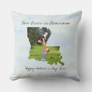 Love Lives In Louisiana State Shaped Custom Photo Cushion