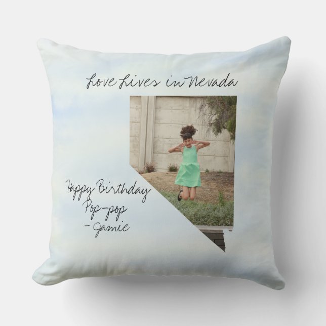Love Lives In Nevada State Shaped Photo Cushion (Front)