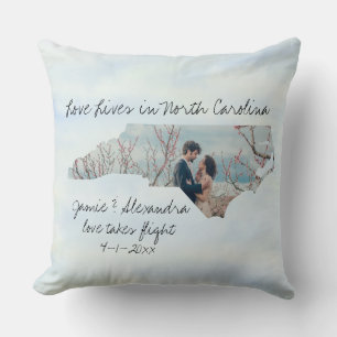 Love Lives In North Carolina State Shaped Photo Cushion