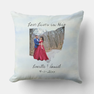 Love Lives In Ohio State Shaped Custom Photo Cushion