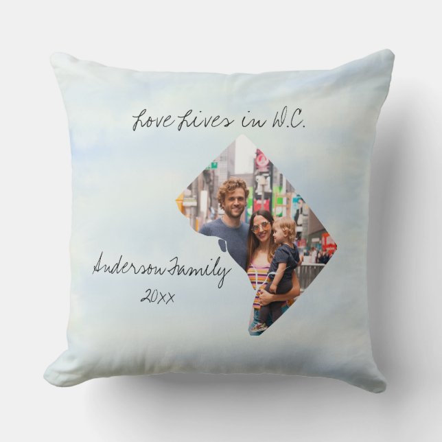 Love Lives In Washington D.C. Custom Shape Photo Cushion (Front)