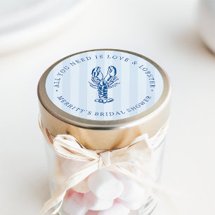 Love & Lobster   Coastal Bridal Shower Favor Classic Round Sticker