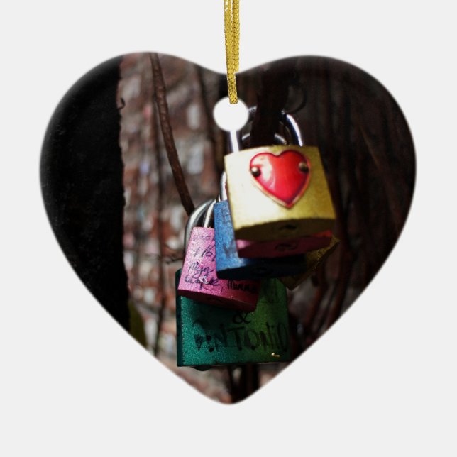 Love Locked Ceramic Tree Decoration (Front)