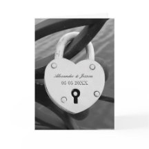 Love locker on bridge engagement greeting cards