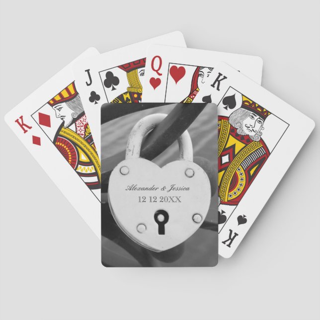 Love locker wedding party favour playing cards (Back)