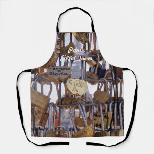 Love Locks and Eiffel Tower. Paris. France.   Apron
