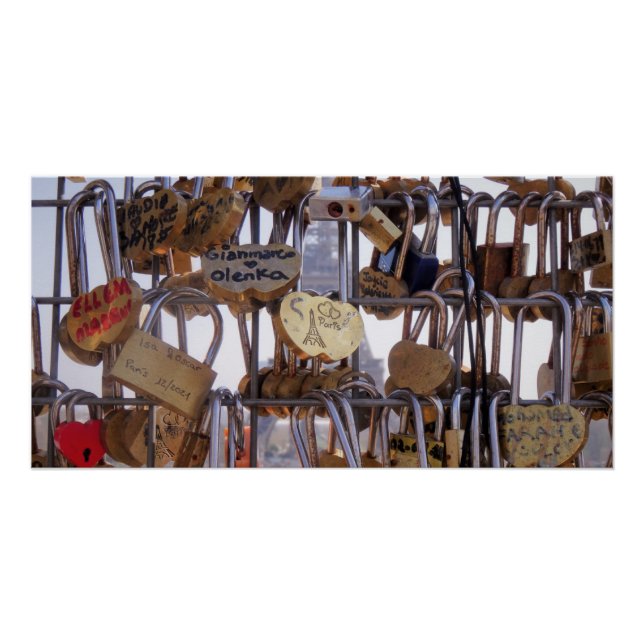 Love Locks and Eiffel Tower. Paris. France.  Poste Poster (Front)