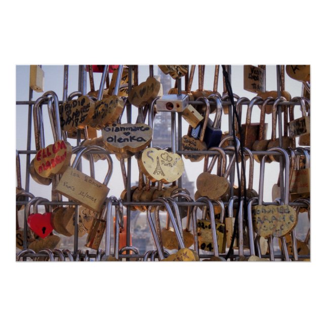 Love Locks and Eiffel Tower. Paris. France.  Poste Poster (Front)
