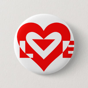 Love Logo, Red 6 Cm Round Badge