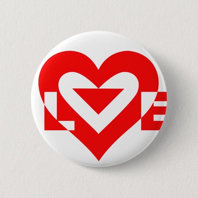 Love Logo, Red 6 Cm Round Badge (Front)