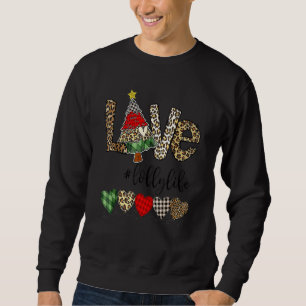 Love Lolly Life Heart Christmas Tree Leopard Plaid Sweatshirt