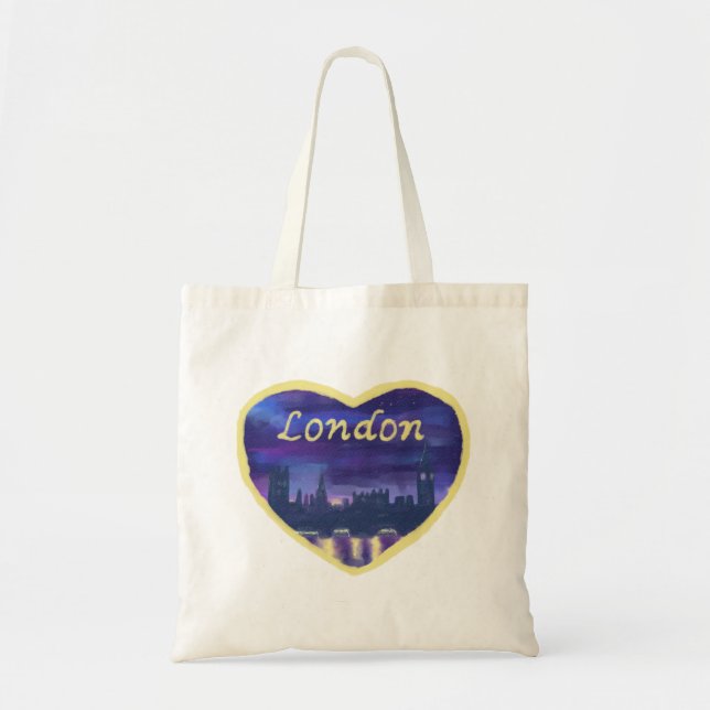 Love London River Thames England Purple Sunset Art Tote Bag (Front)